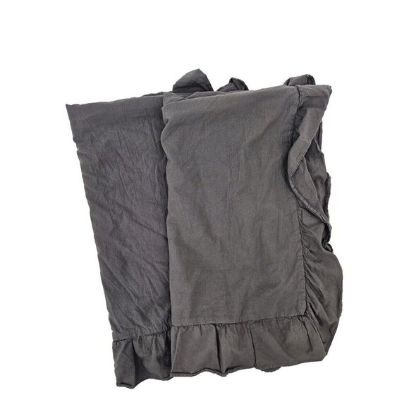 NWOT Pom Pom at Home King Pillow Shams Charcoal Cotton Ruffle Set of 2 - Picture 1 of 7